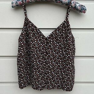 Madewell Black with white and brown Floral print Camisole
